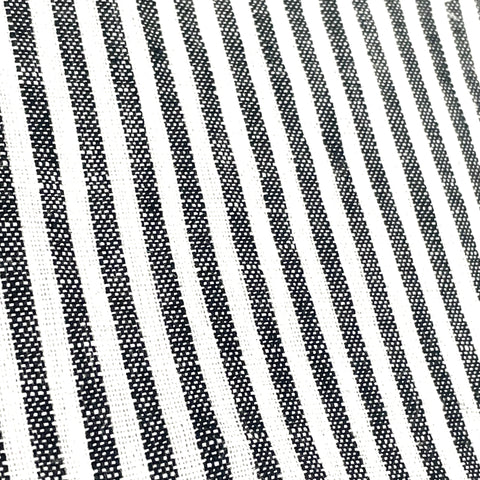 3/8" black & white Stripe 100% Natural Linen Fabric By The Yard/CL1080
