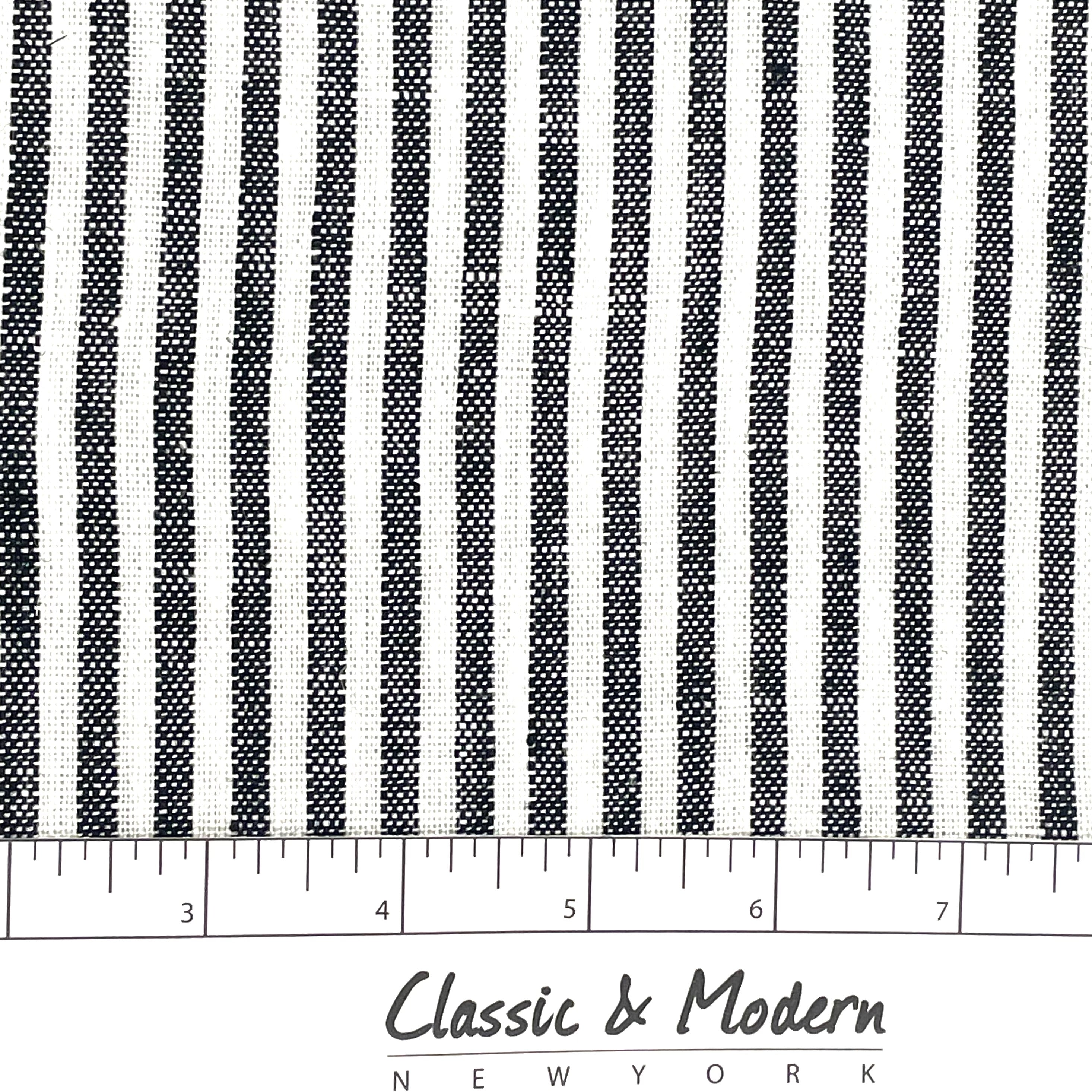 3/8" black & white Stripe 100% Natural Linen Fabric By The Yard/CL1080