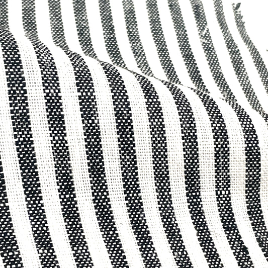 Black and white Striped 100% Natural Linen Fabric By The Yard/53" Width/CL1080 - Classic & Modern Home