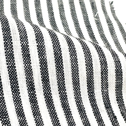 3/8" black & white Stripe 100% Natural Linen Fabric By The Yard/CL1080