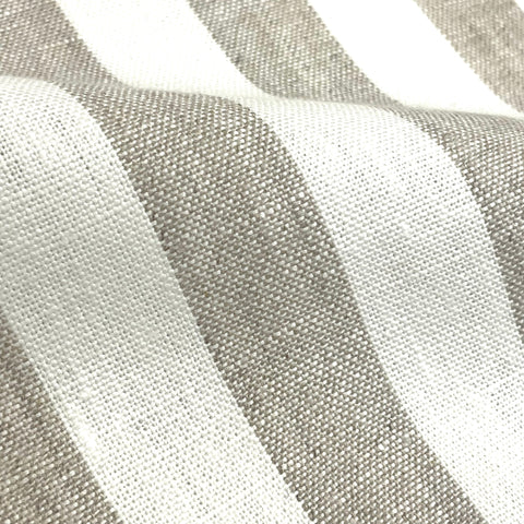 1" Oatmeal Stripe 100% Natural Linen Fabric By The Yard, Curtain, Drapery, Table Top, 54" Width