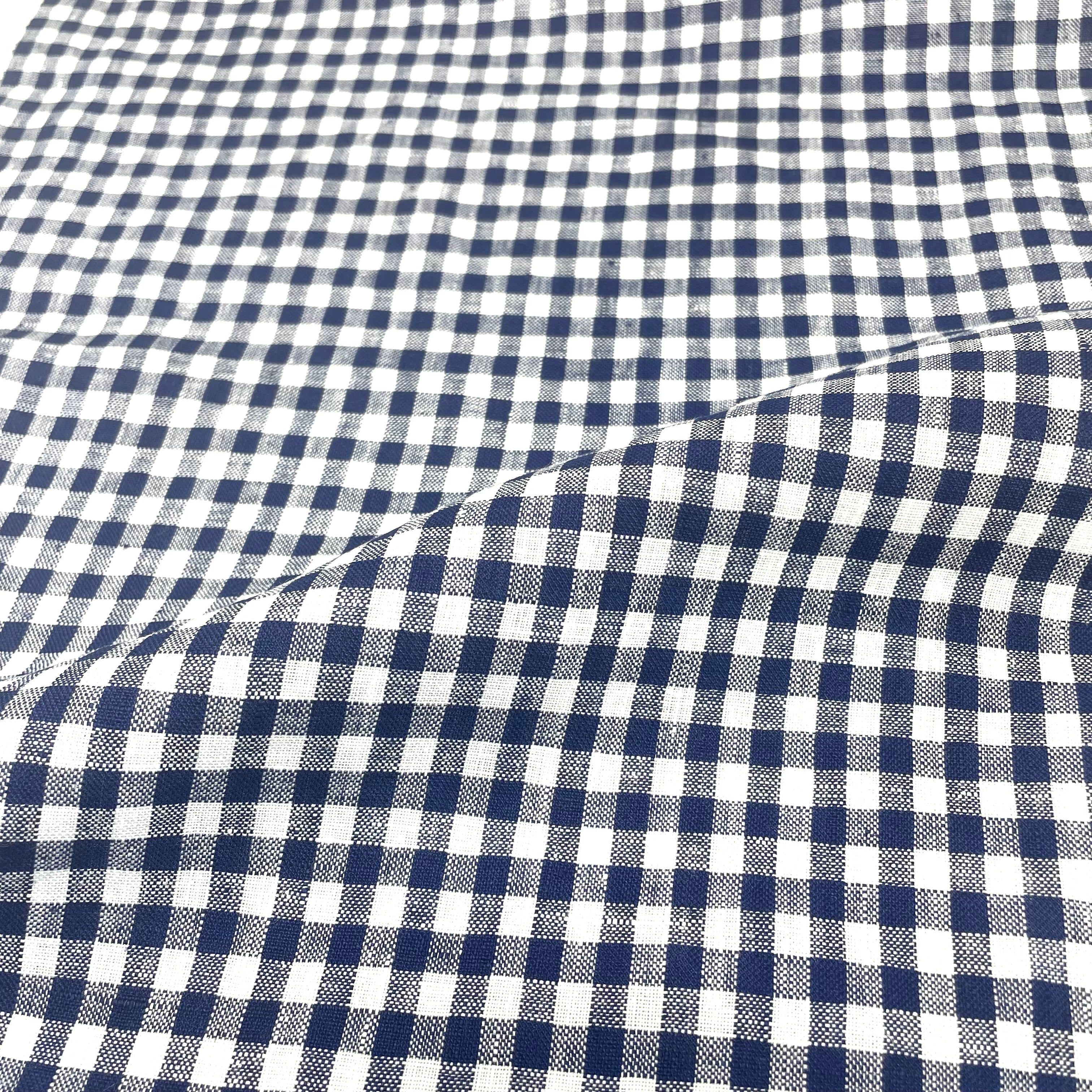 Checkered Pattern 100% Natural Linen Fabric By The Yard/CL1083
