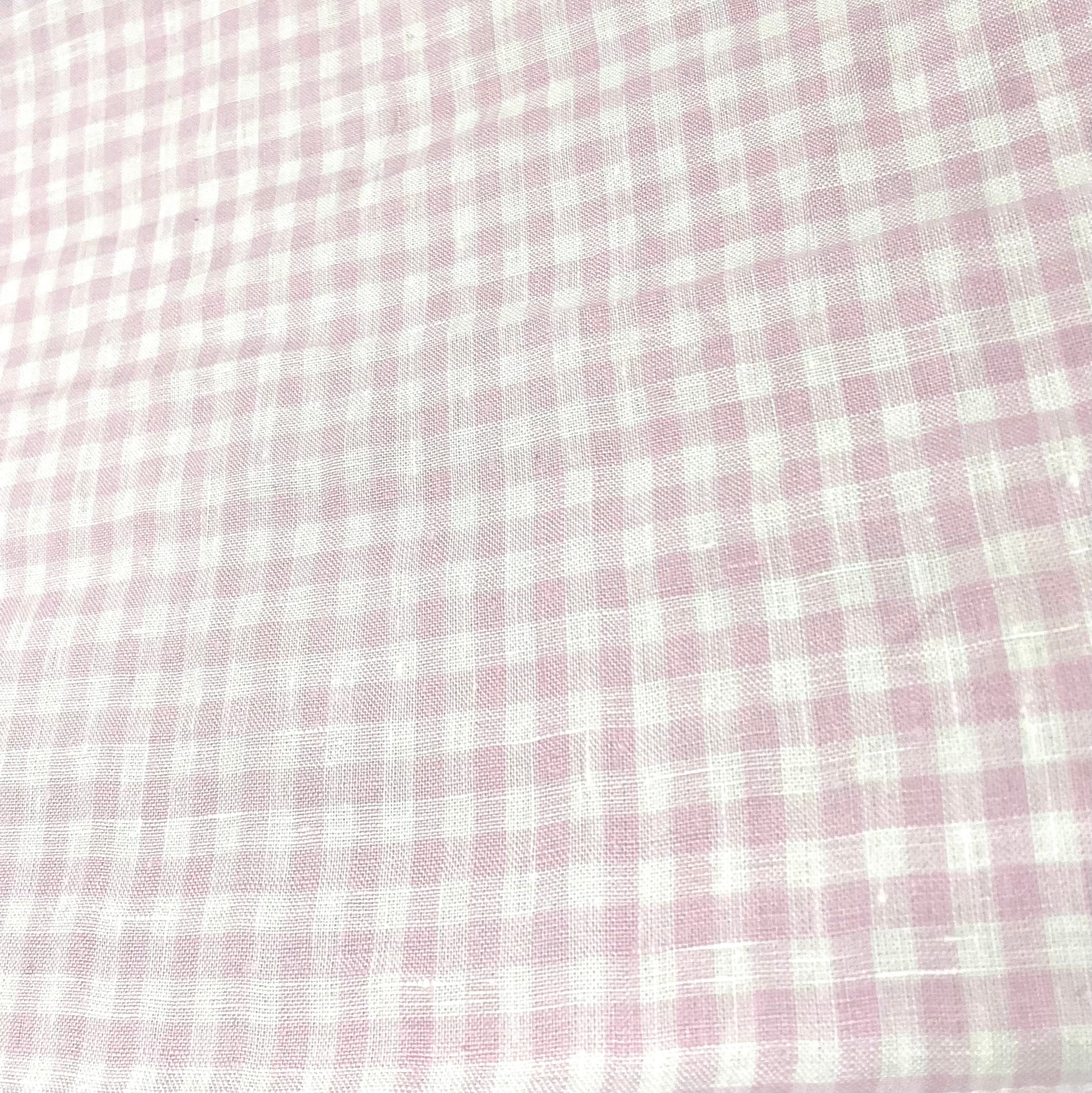 Checkered Pattern 100% Natural Linen Fabric By The Yard/CL1083