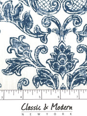 French Floral Damask Faux Linen Flat Roman Shade/CL1091