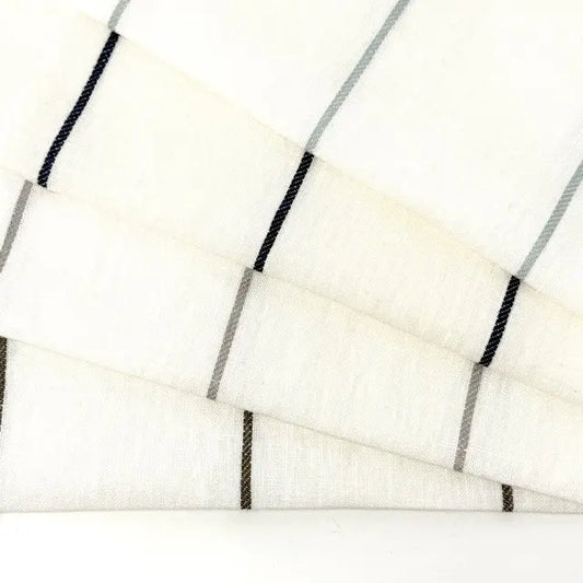 Light Green Wide Thin Striped 100% Linen Custom Made Flat Roman Shade | CL1003