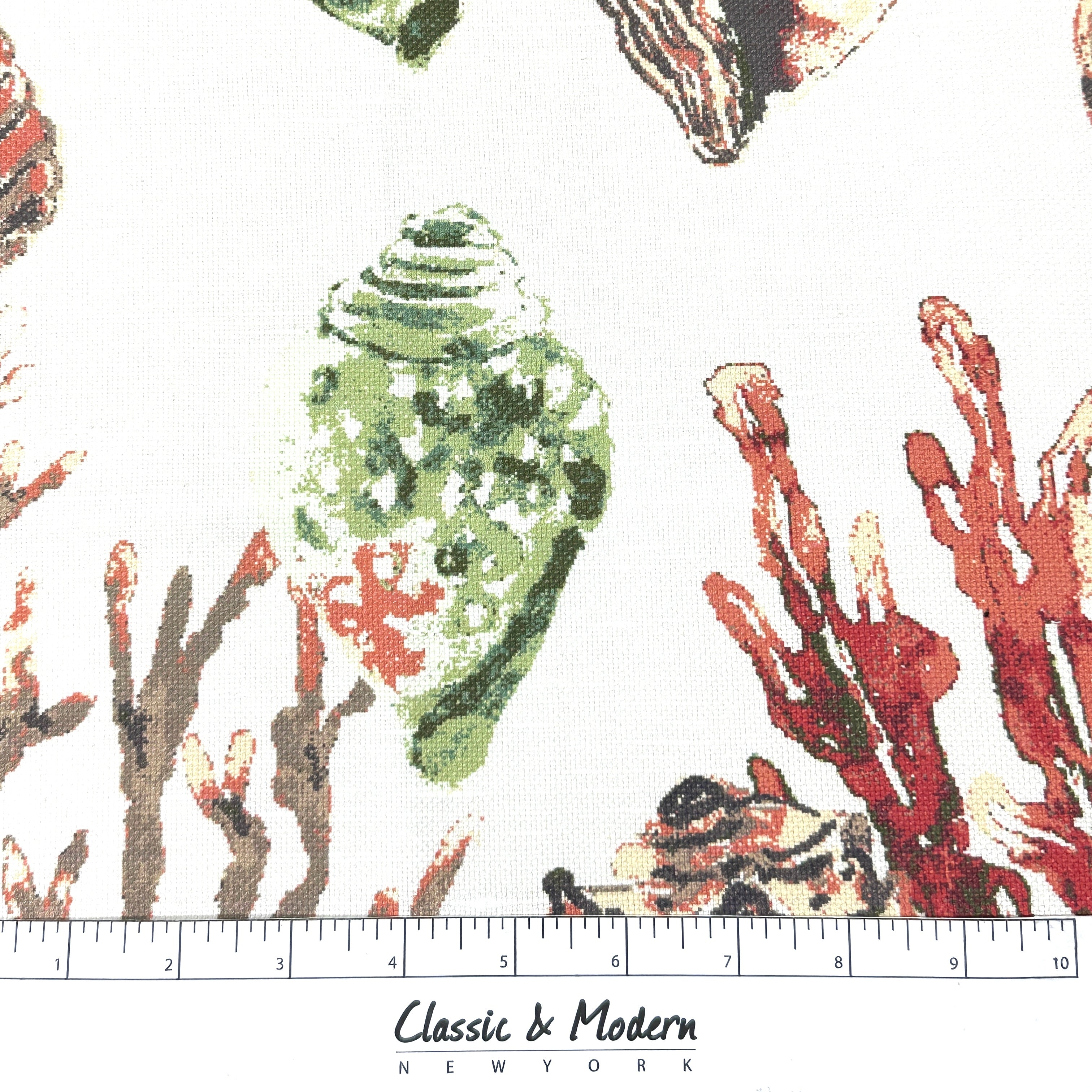 Sea Life Shell Tropical Linen Fabric by the Yard / 54" Width / CL1159