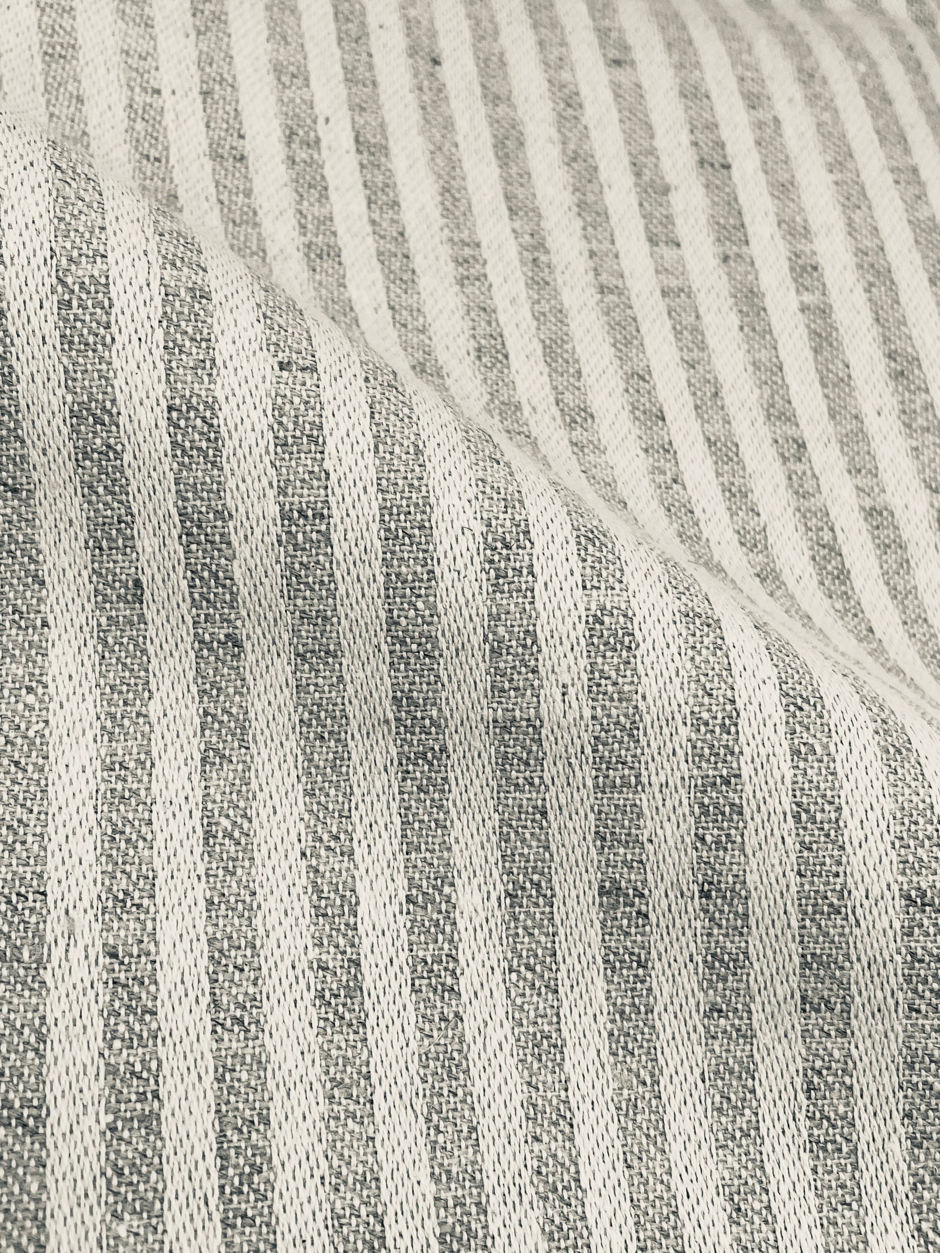 Beige and Ivory Stripe 100% Linen Fabric By The Yard/CL1115
