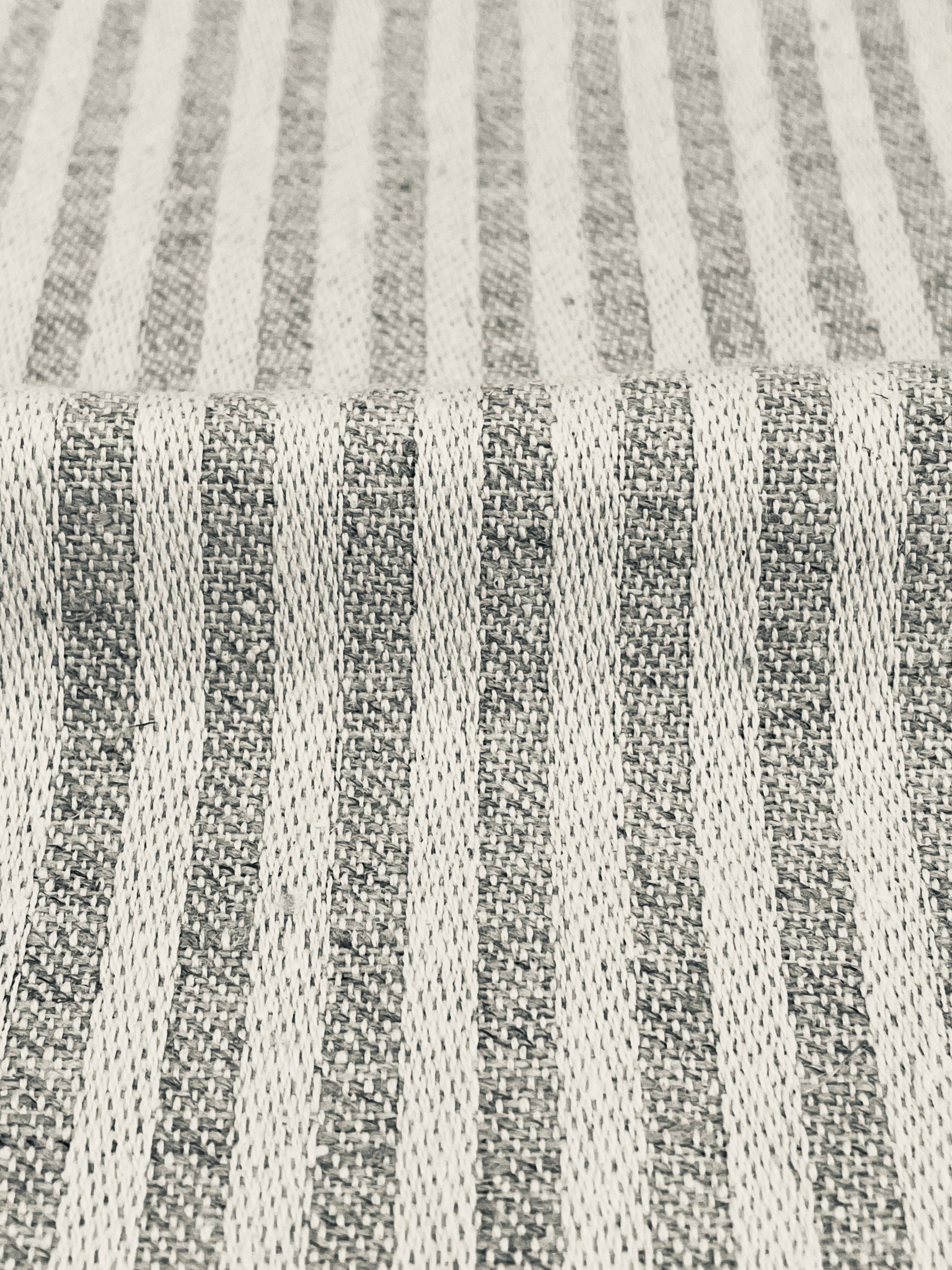 Beige and Ivory Stripe 100% Linen Fabric By The Yard/CL1115