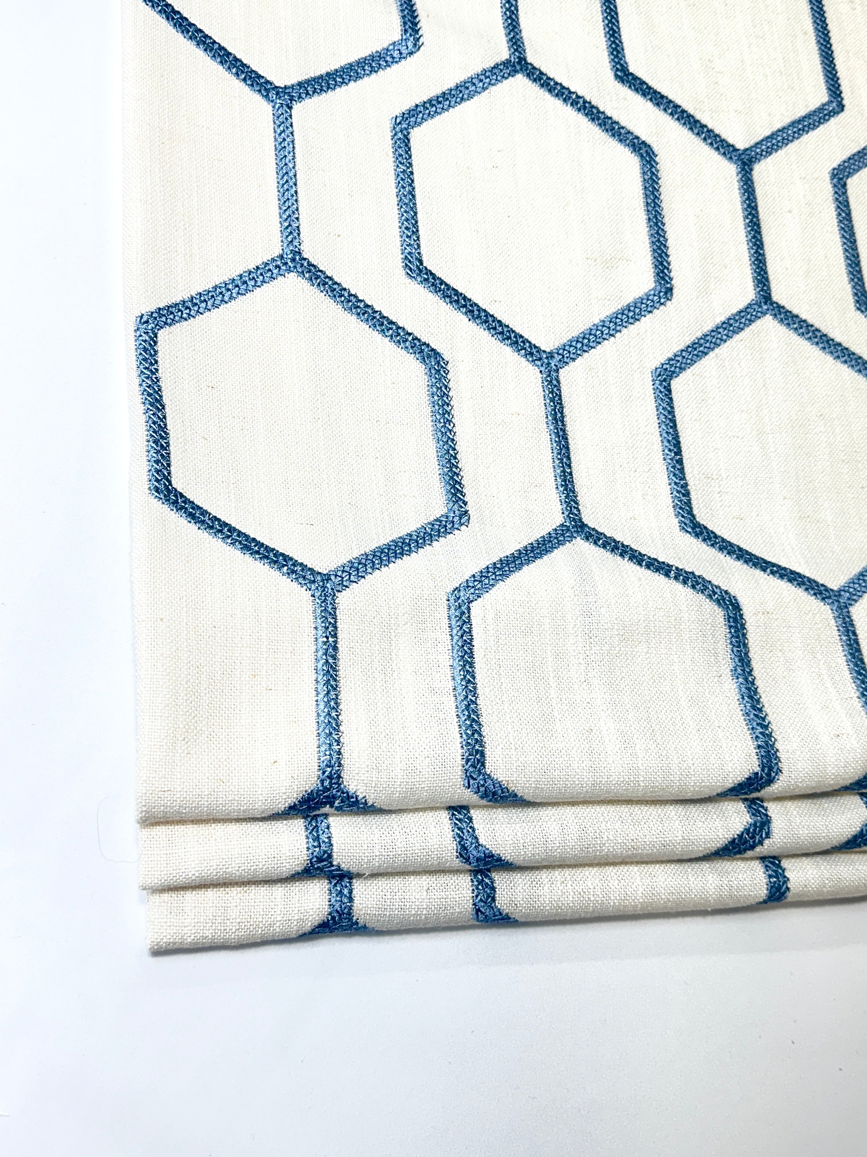 Geometric Embroidery Blend Linen Flat Roman Shade/CL1144