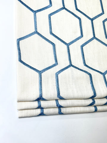 Geometric Embroidery Blend Linen Flat Roman Shade/CL1144