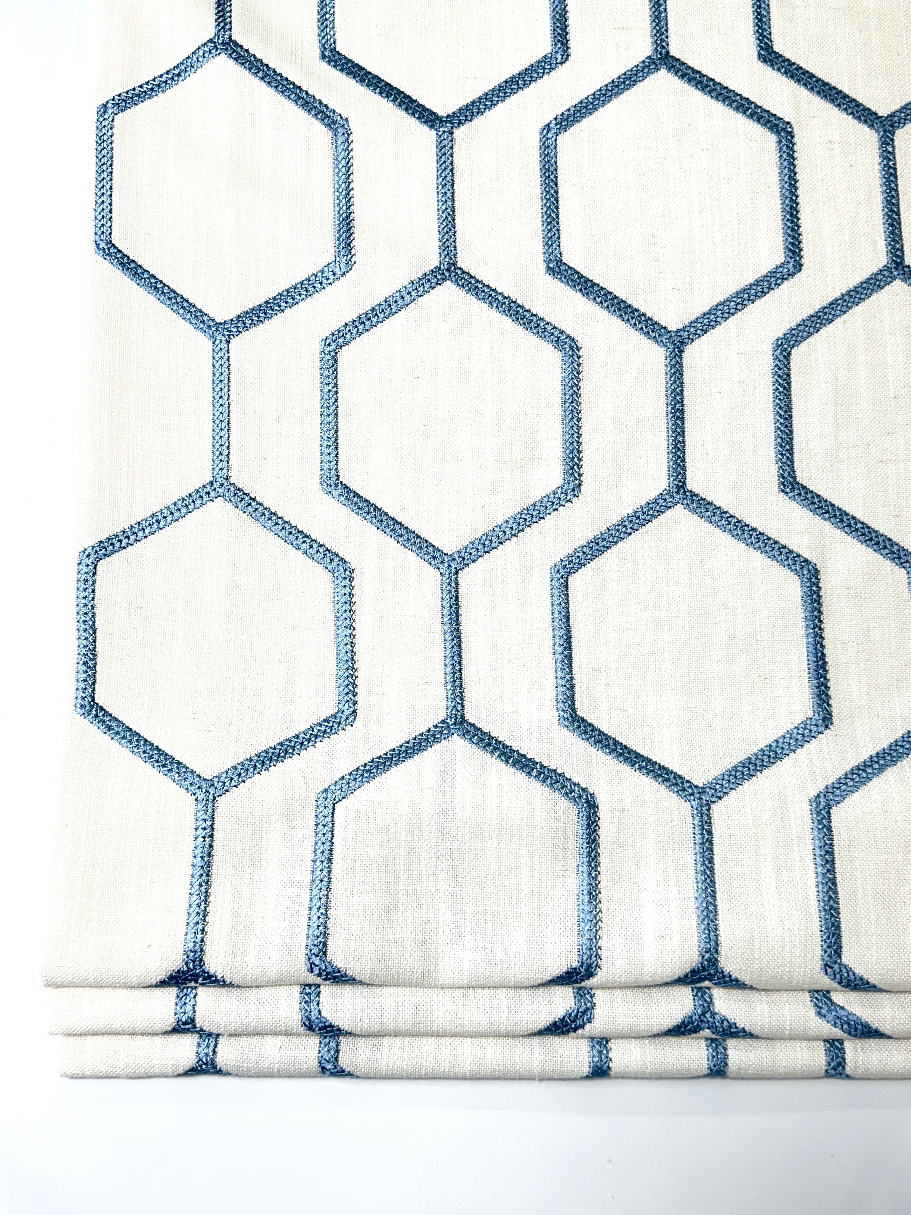 Geometric Embroidery Blend Linen Flat Roman Shade/CL1144