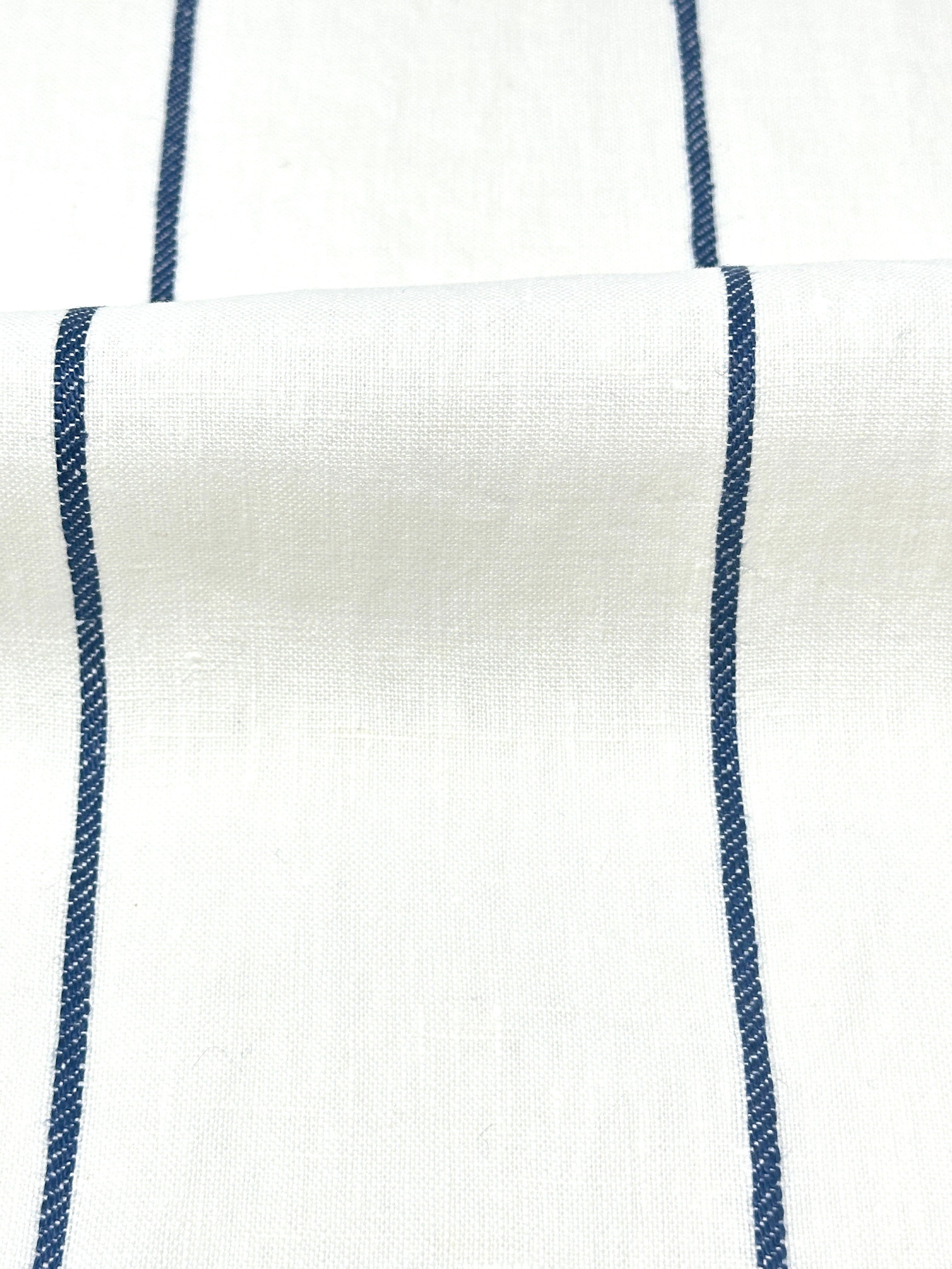 3 1/2" Wide Stripe Natural Linen Fabric / 55" Width / CL1003