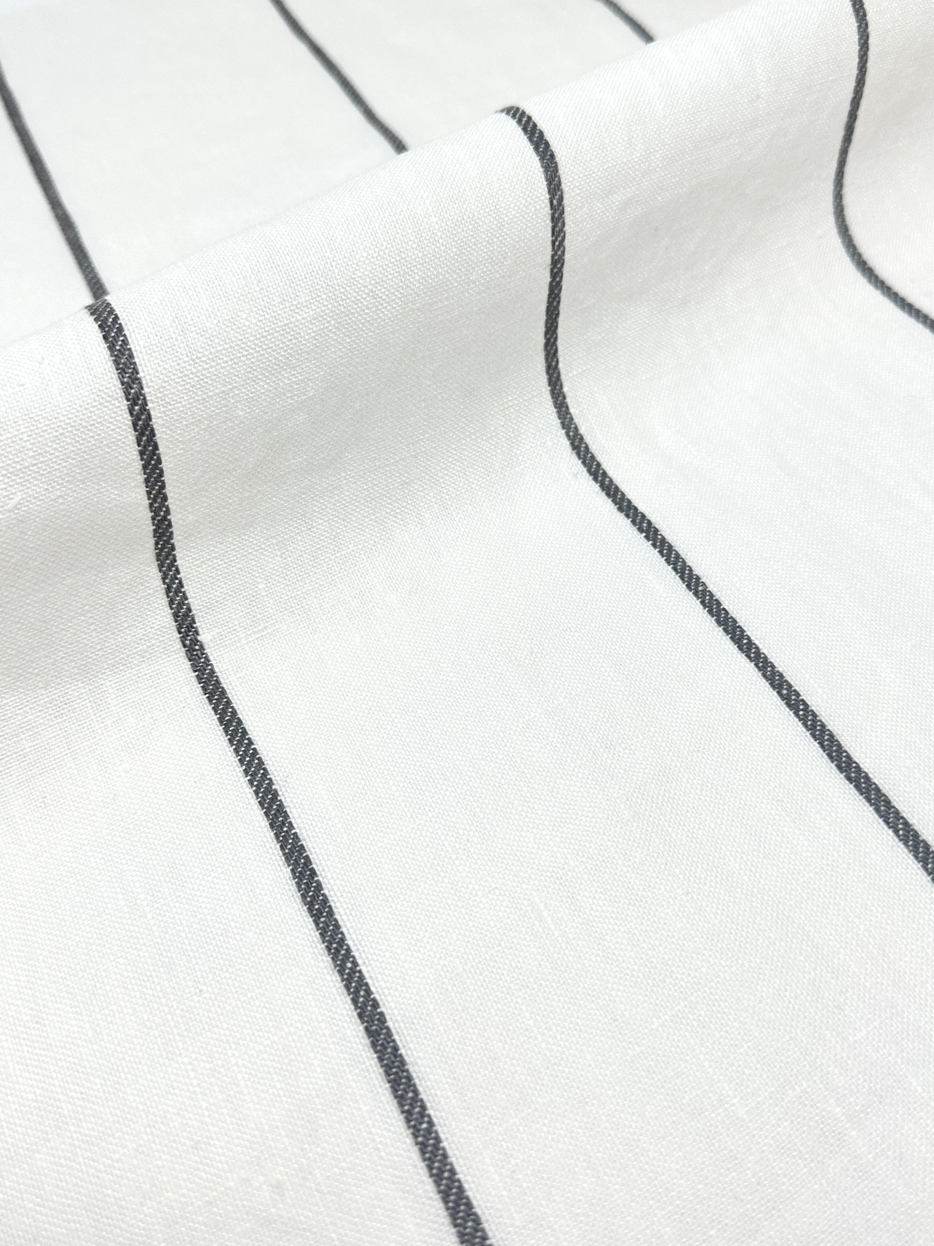 3 1/2" Wide Stripe Natural Linen Fabric / 55" Width / CL1003