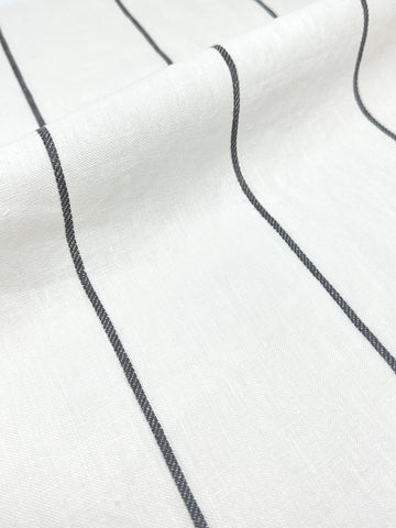 3 1/2" Wide Stripe Natural Linen Fabric / 55" Width / CL1003