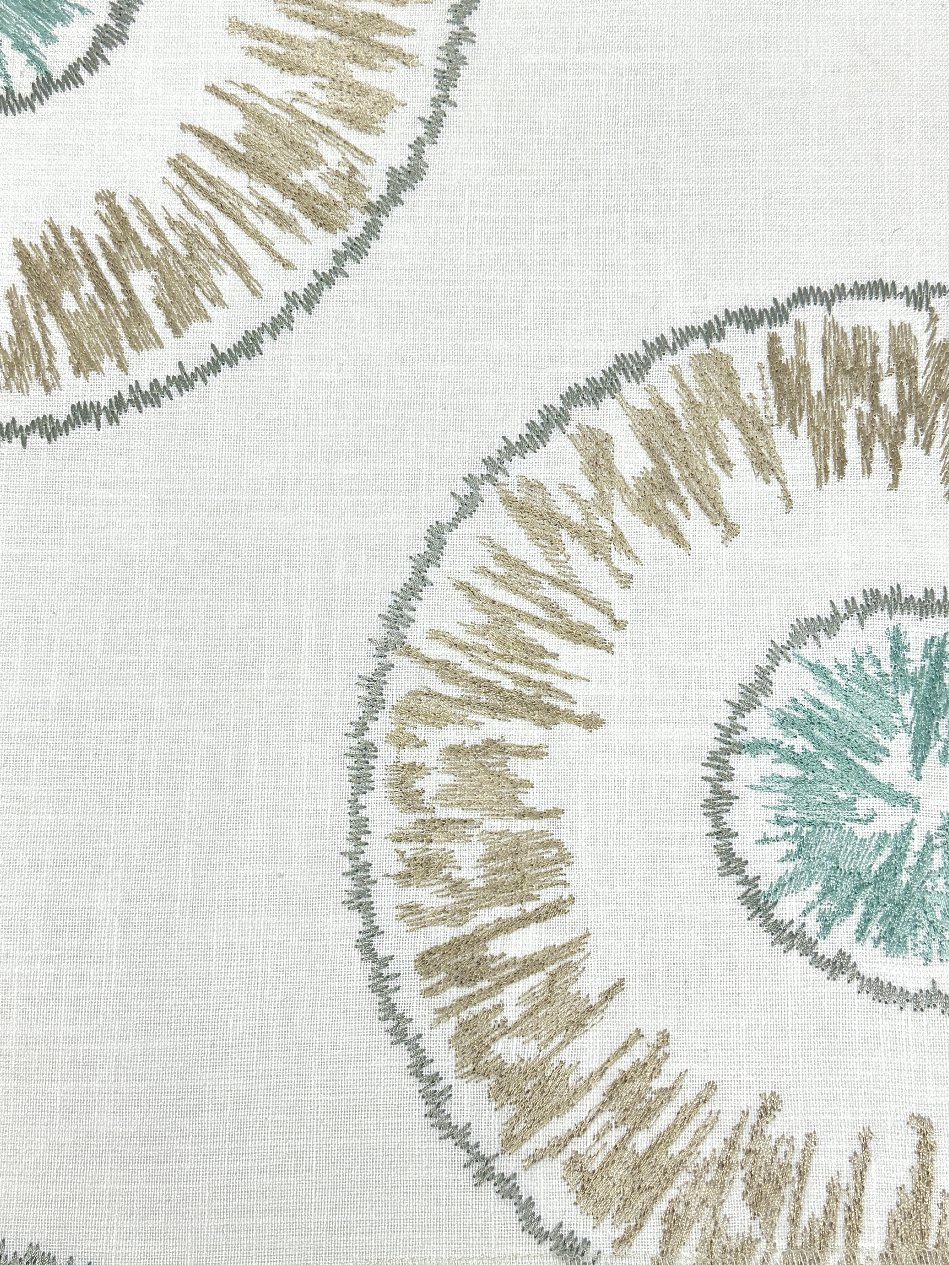 Retro Stitch Embroidery Linen Blend Fabric / 54" Width / CL1018