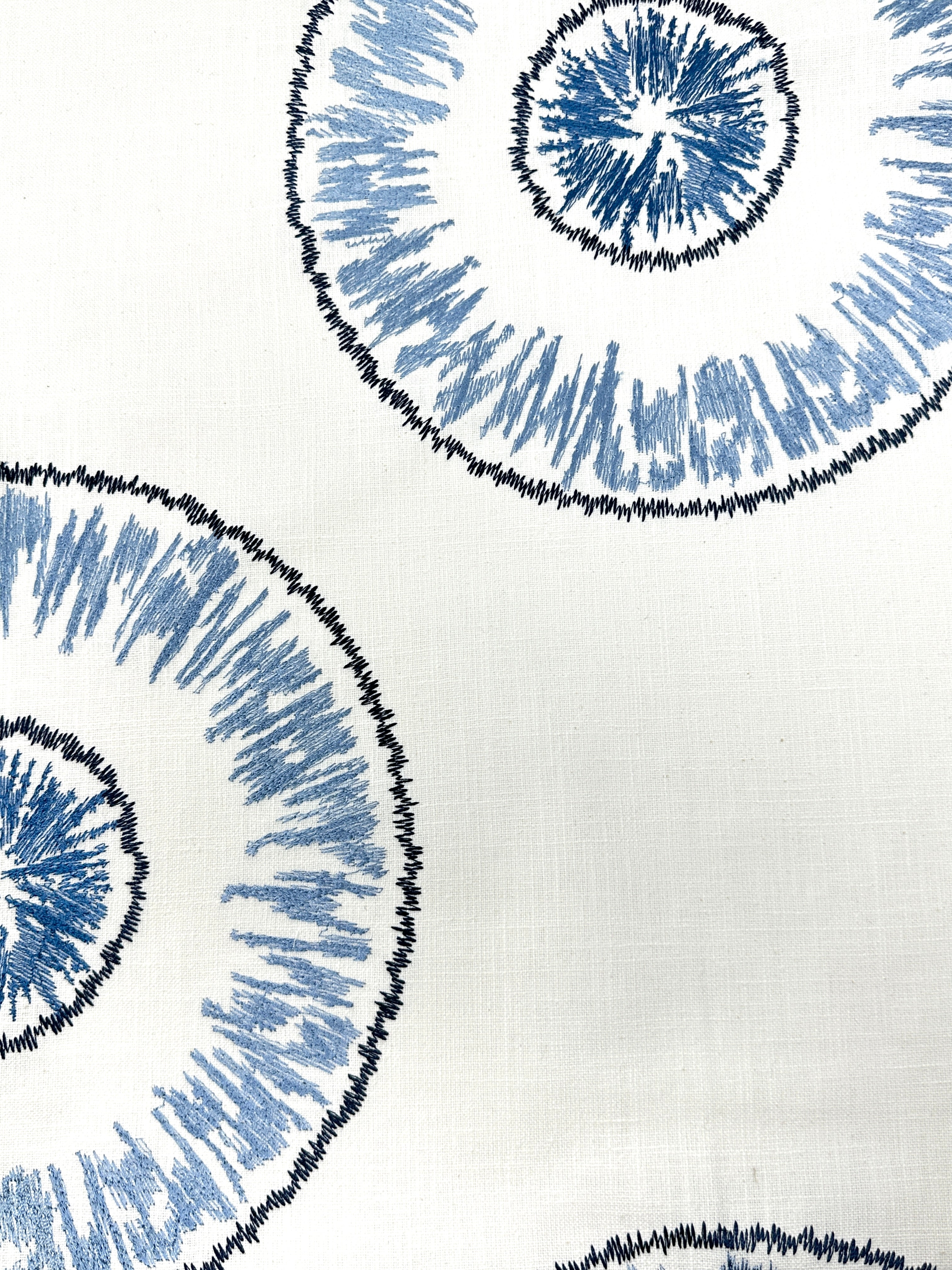 Retro Stitch Embroidery Linen Blend Fabric / 54