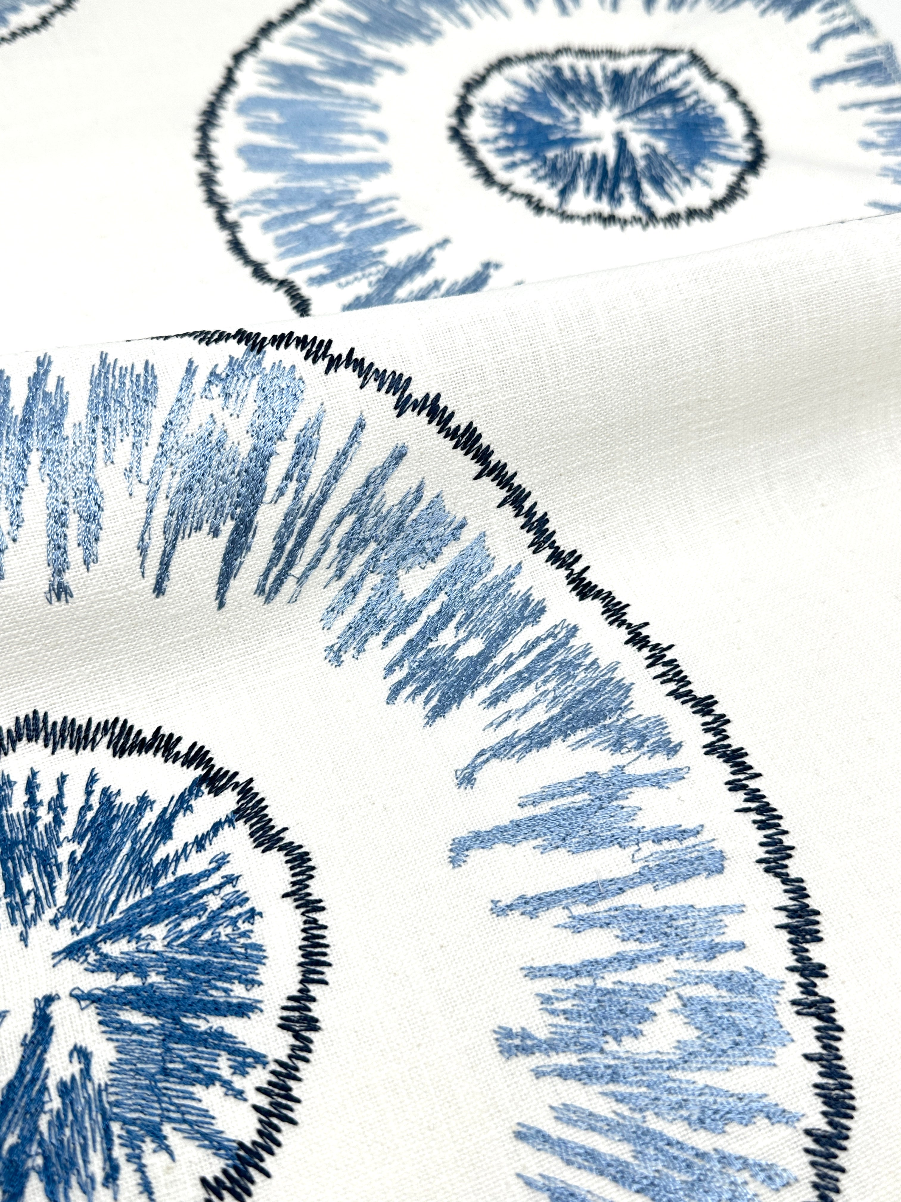 Retro Stitch Embroidery Linen Blend Fabric / 54" Width / CL1018