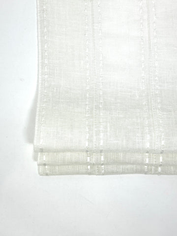 Beige ivory striped 100% Linen Casual Flat Roman Shade