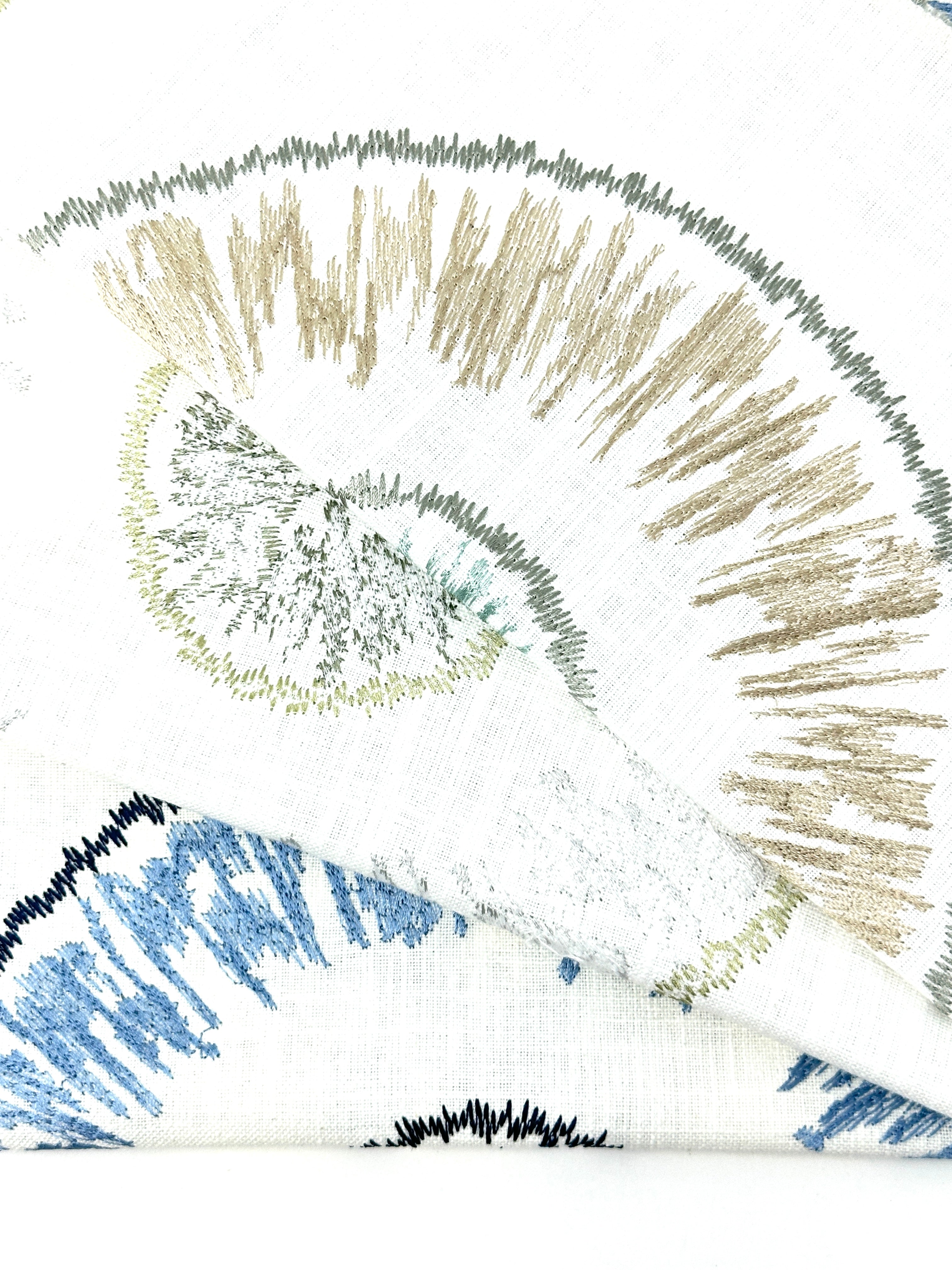 Retro Stitch Embroidery Linen Blend Fabric / 54" Width / CL1018