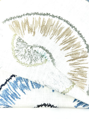 Retro Stitch Embroidery Linen Blend Fabric / 54" Width / CL1018