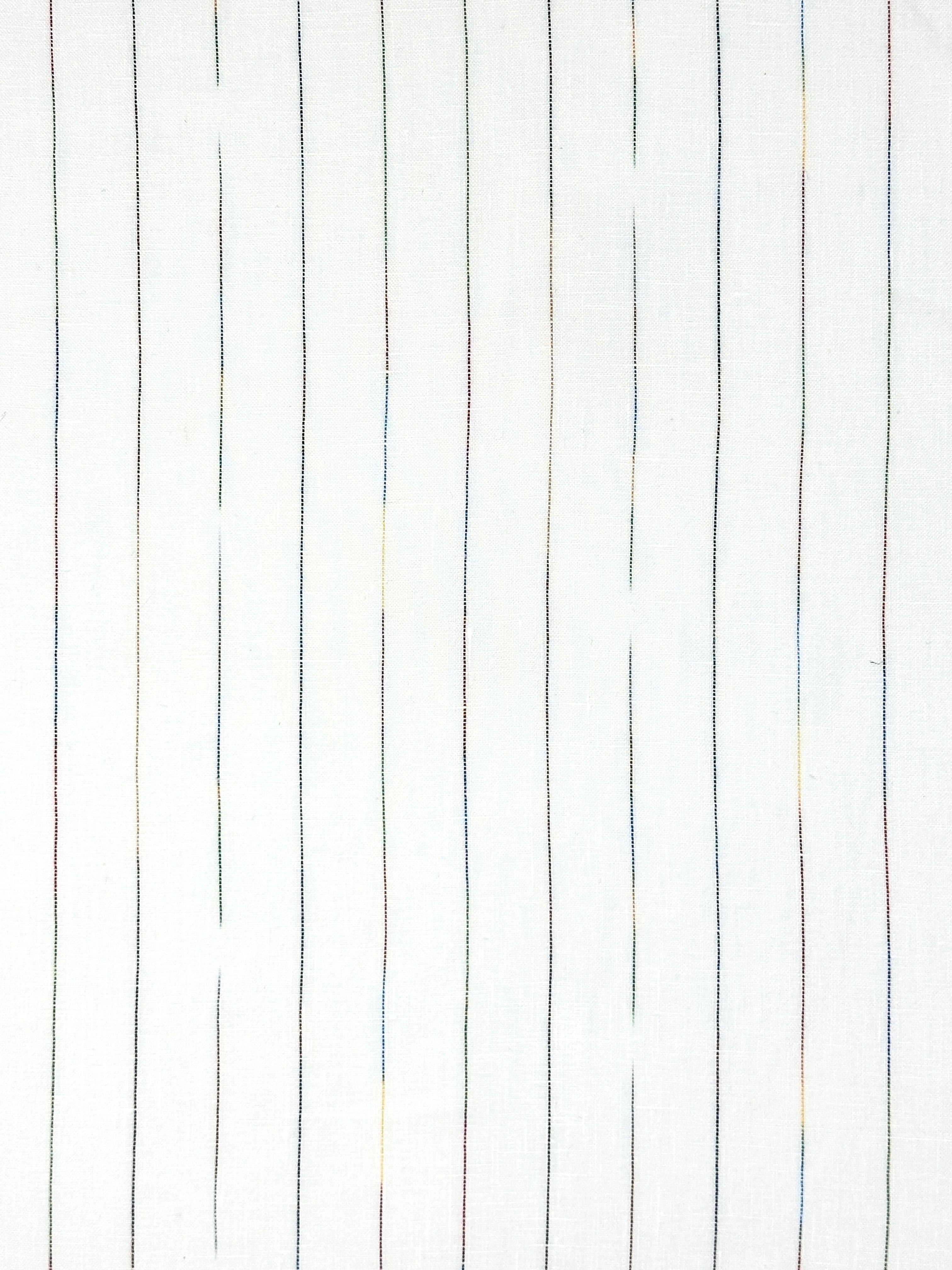 Thin Striped Multicolor 100% Natural Linen Fabric by the Yard / 53" Width / CL1043