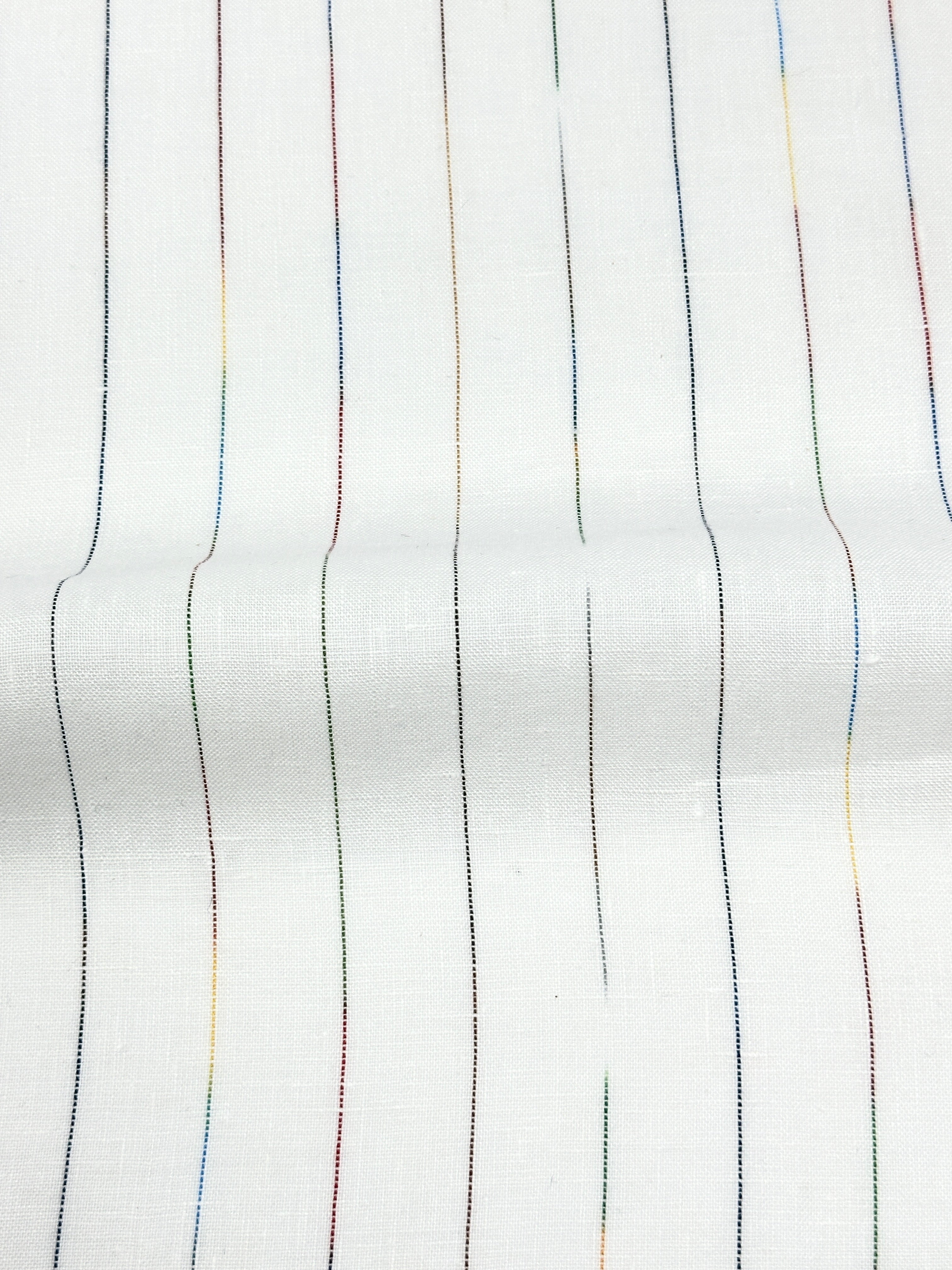 Thin Striped Multicolor 100% Natural Linen Fabric by the Yard / 53" Width / CL1043