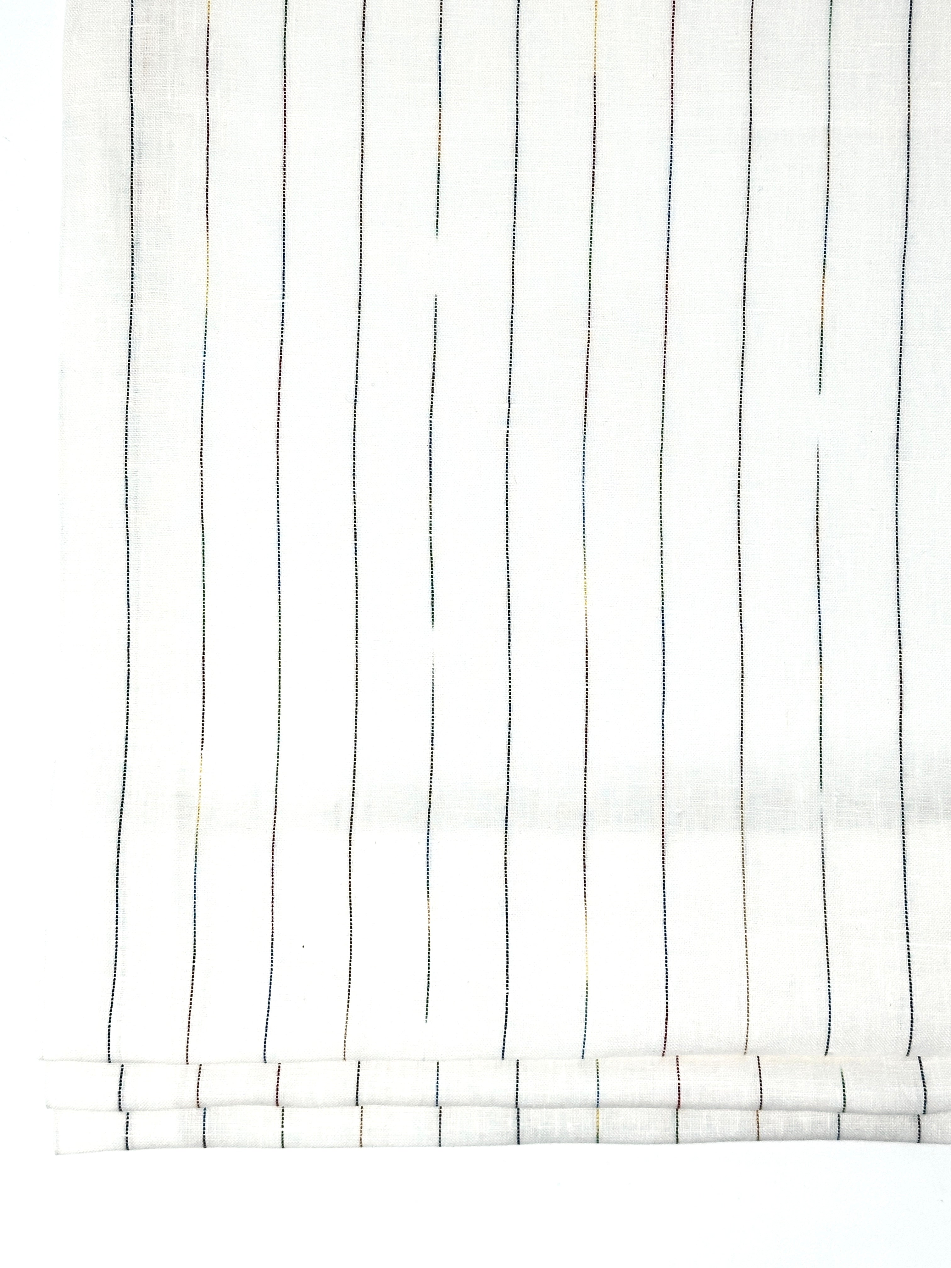 Thin Striped Multicolor 100% Natural Linen Fabric by the Yard / 53" Width / CL1043