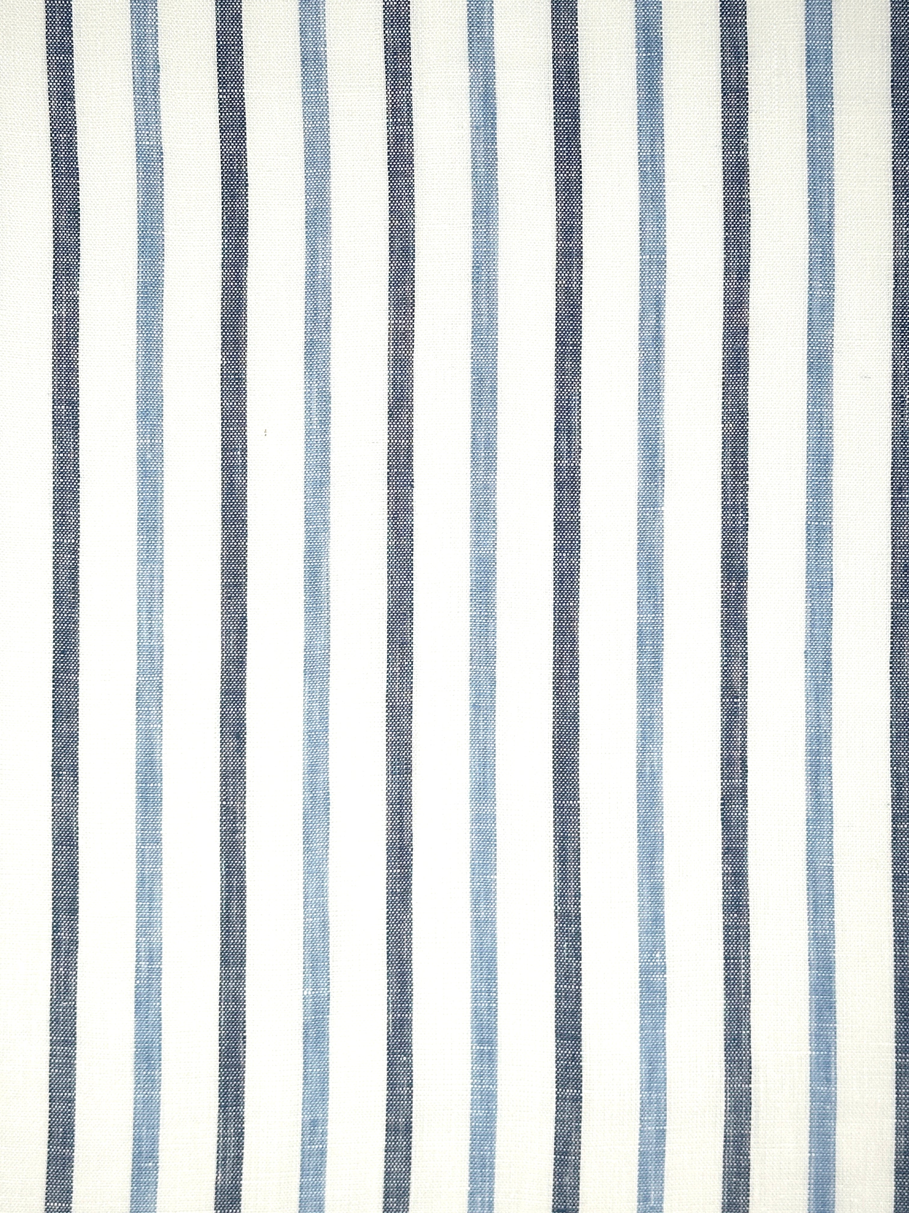 Blue Grey Striped 100% Natural Linen Flat Relaxed Casual Roman Shade/CL1046