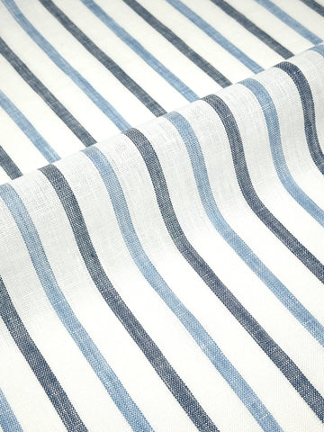 Blue Grey Striped 100% Natural Linen Fabric By The Yard / 53" Width / CL1046