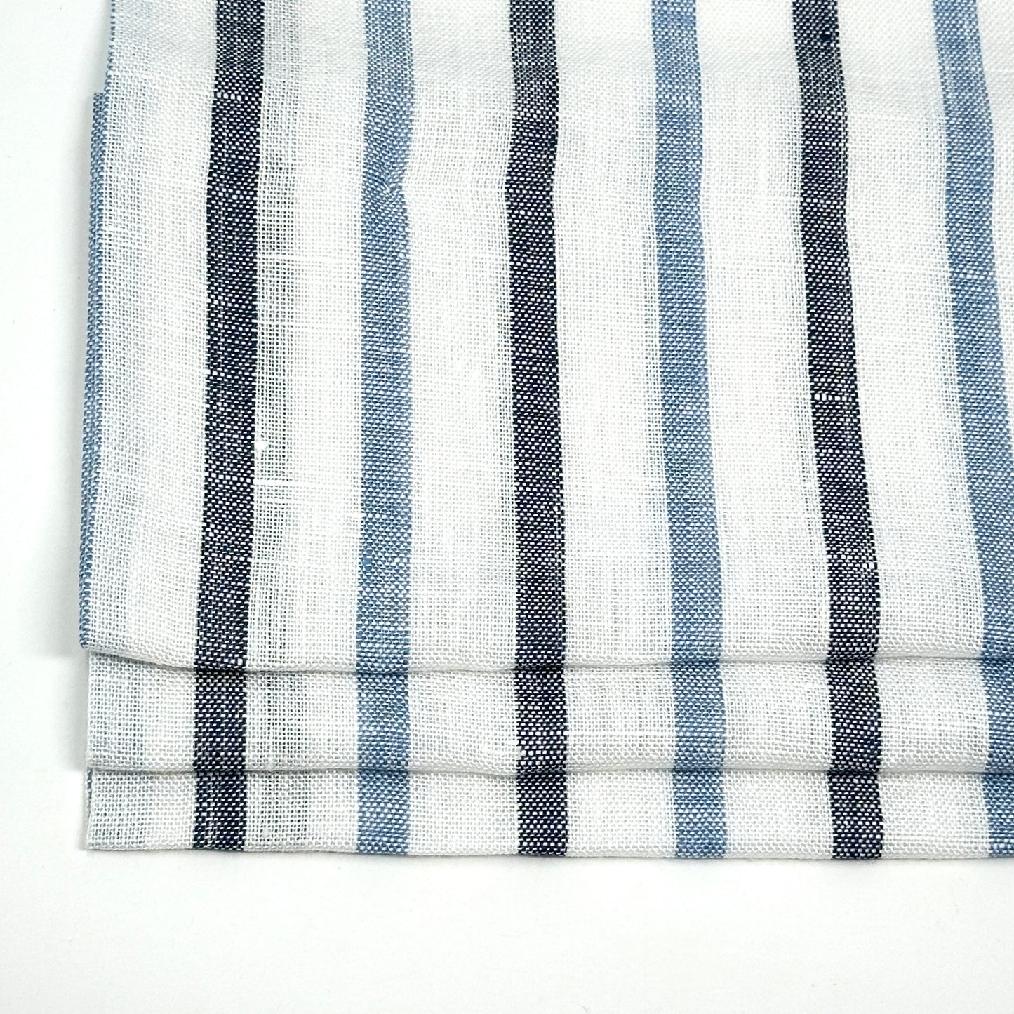 Blue Grey Striped 100% Natural Linen Flat Relaxed Casual Roman Shade/CL1046 - Classic & Modern Home