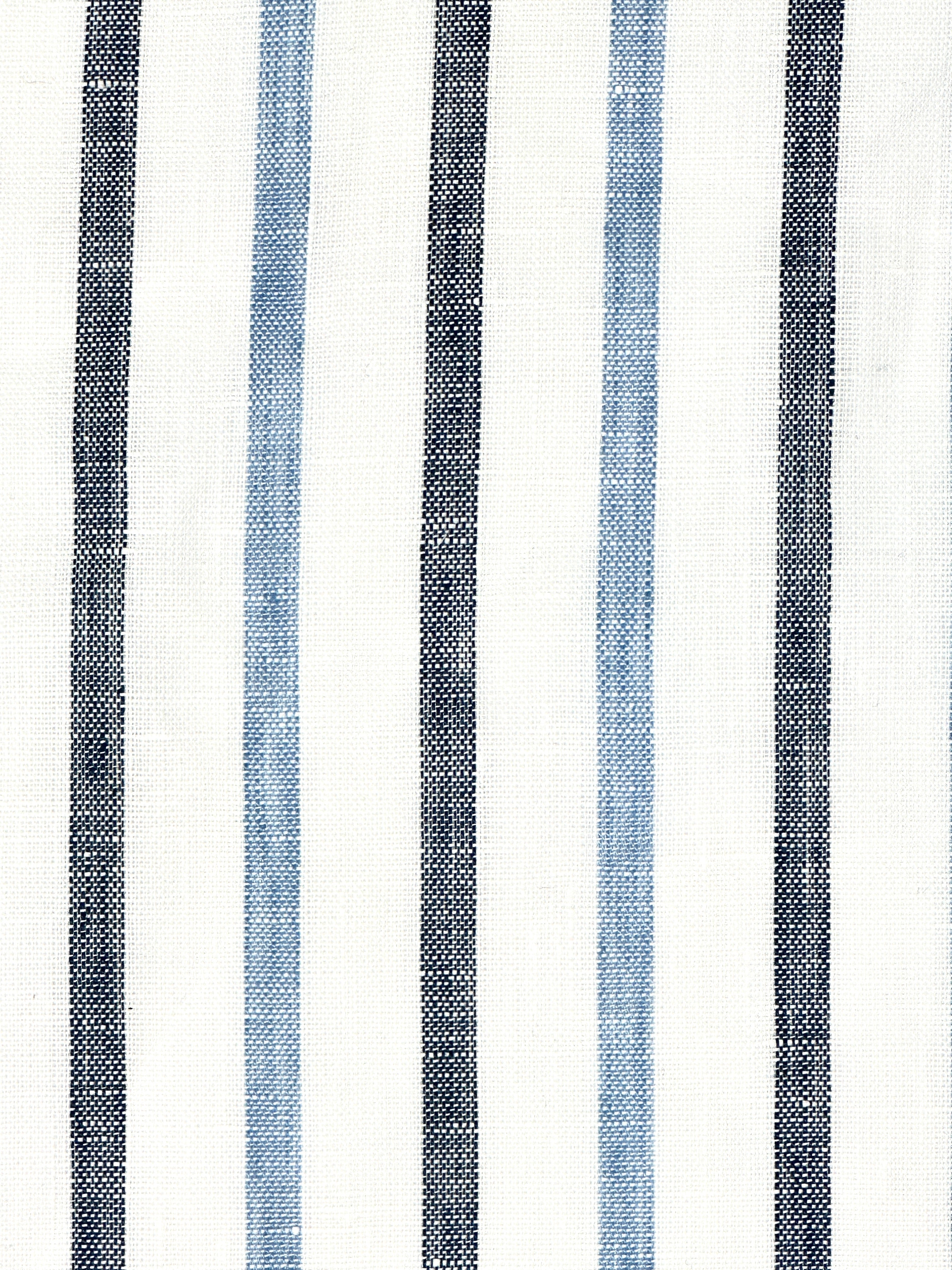 Blue Grey Striped 100% Natural Linen Flat Relaxed Casual Roman Shade/CL1046