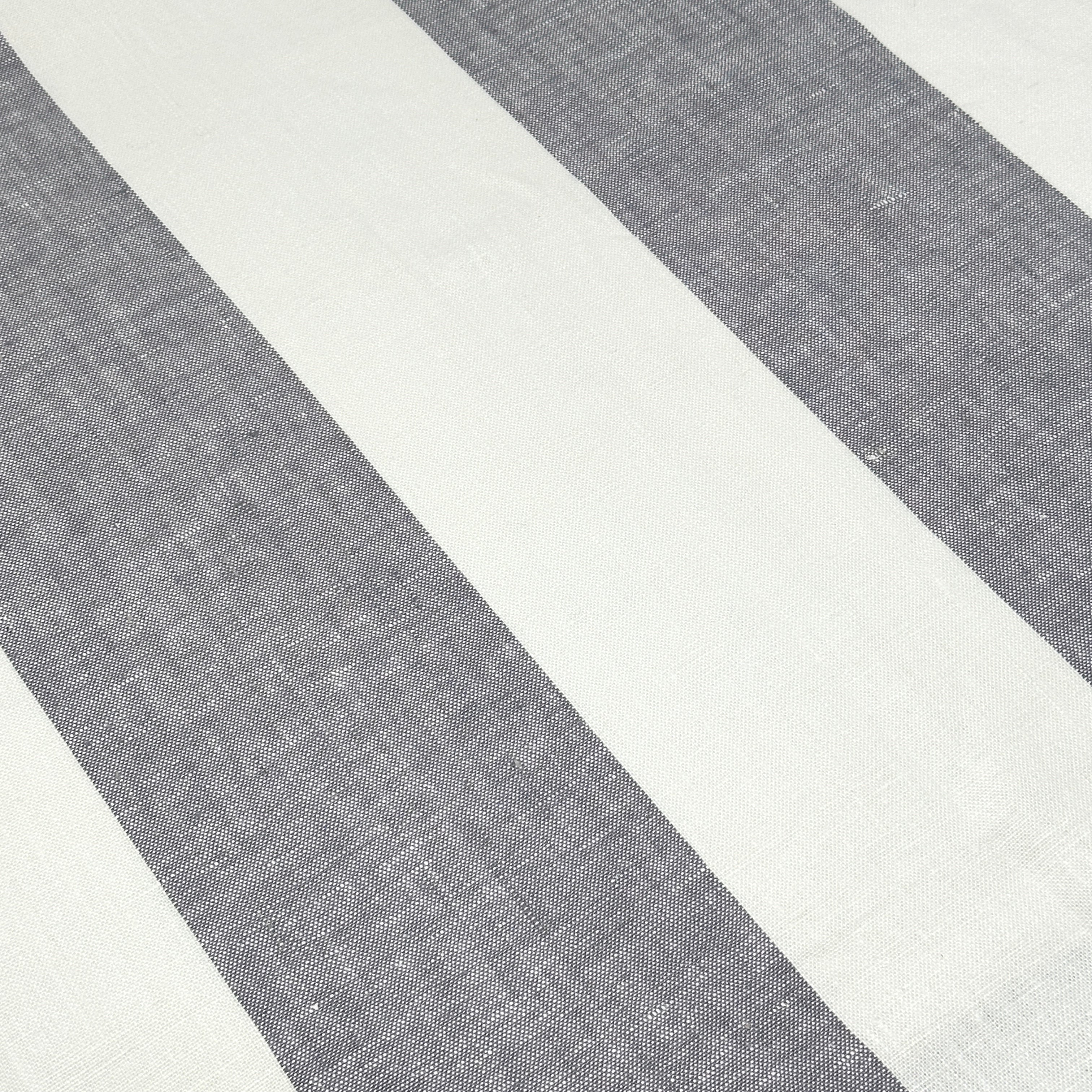 White & Dark Gray 5" Striped 100% Natural Linen Flat Roman Shade/CL1026