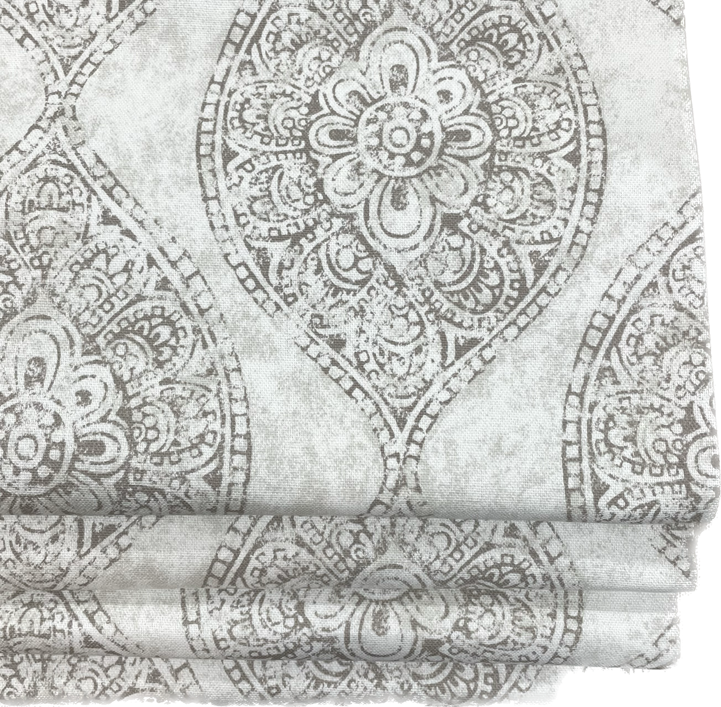 Damask Floral Gray Cotton Duck Flat Roman Shade, CL1201