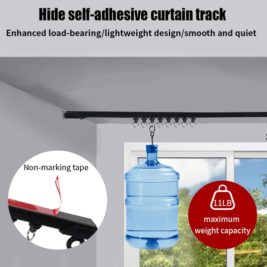 Self-Adhesive Curtain Track Kit, No-Drill Ceiling or Wall Mount | CH1017