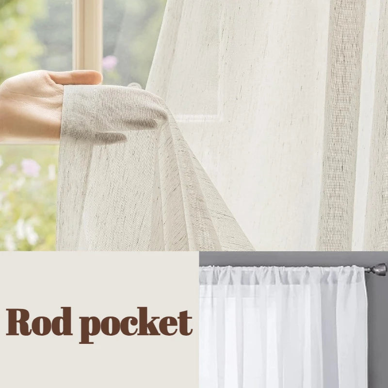 Linen Textured Tulle S-Fold Sheer Curtains | CD1029