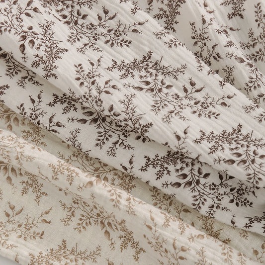 Vintage Botanical 100% Cotton Crepe Fabric | CA1010