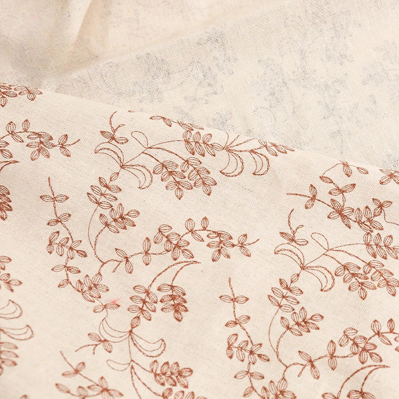 Vintage Floral Printed Linen Fabric Elegant Polyester Linen Fabric