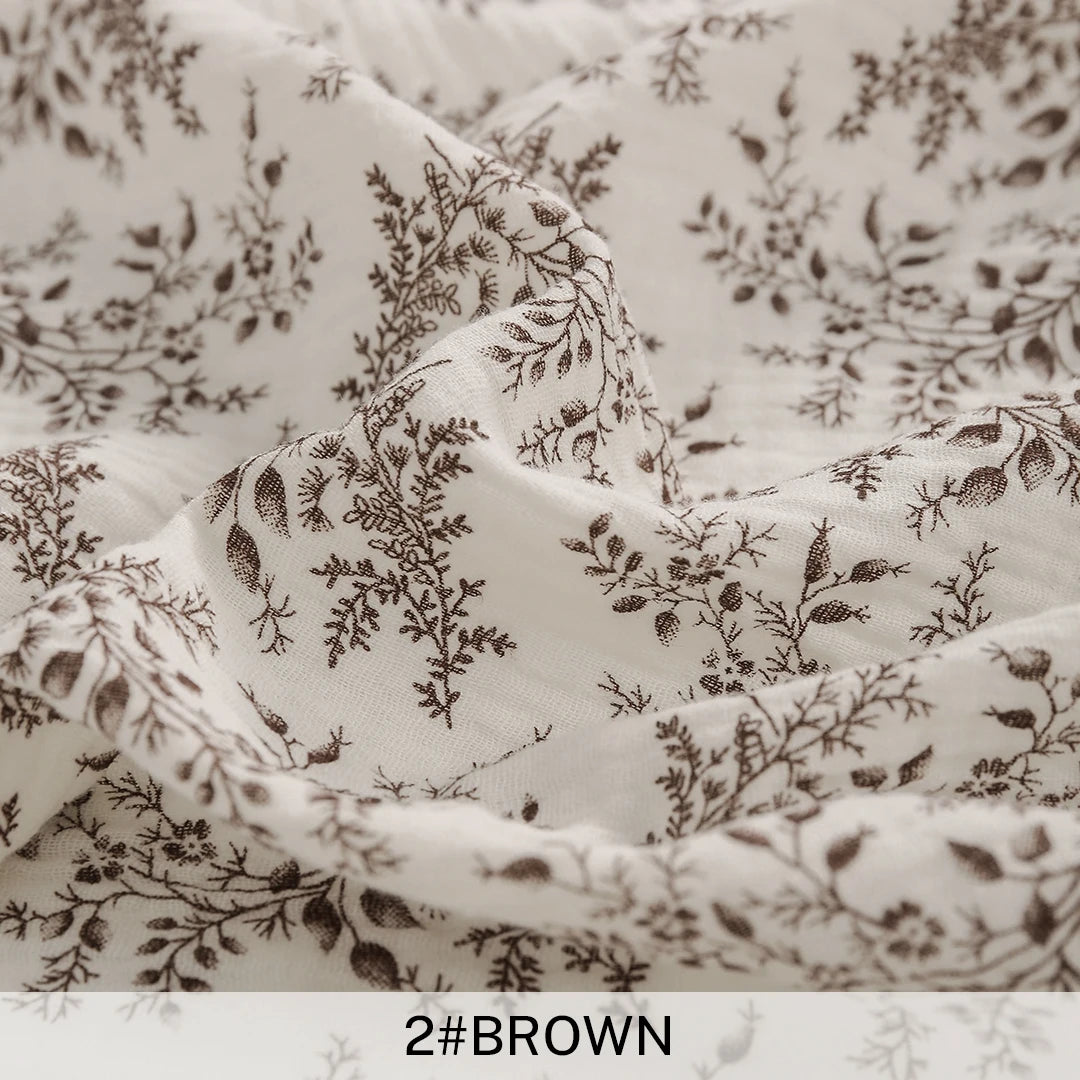 Vintage Botanical 100% Cotton Crepe Fabric | CA1010