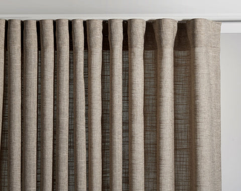 S Fold Blackout Faux Linen Curtain, Ripple fold Blackout Drapery.