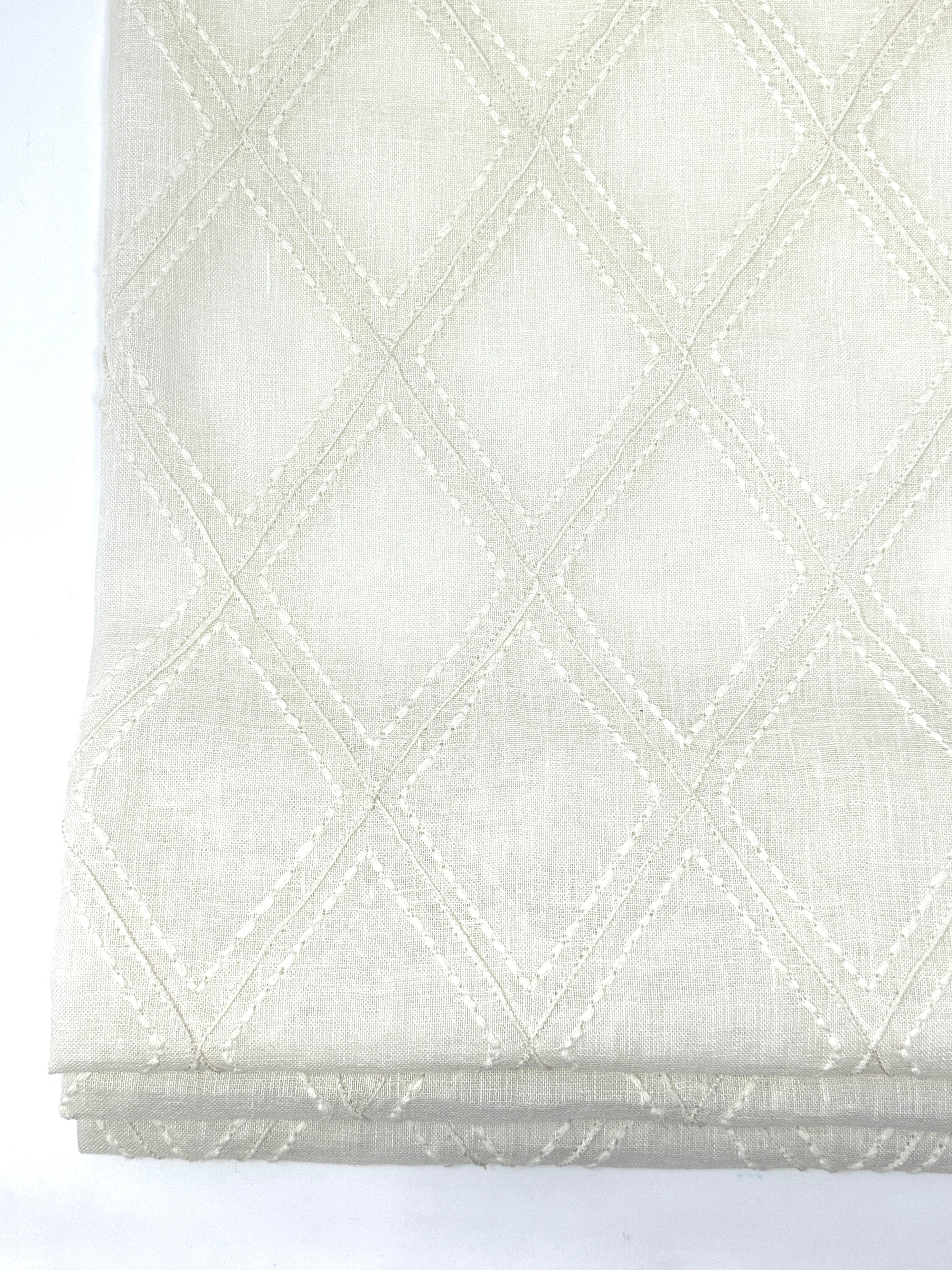 Embroidery Geometric Blend Linen Sheer Flat Roman Shade, Window treatment/CL1078