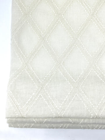 Embroidery Geometric Blend Linen Sheer Flat Roman Shade, Window treatment/CL1078