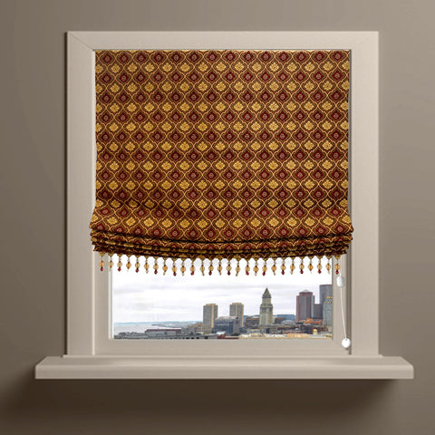 Damask Classic Grey Linen Flat Roman Shade
