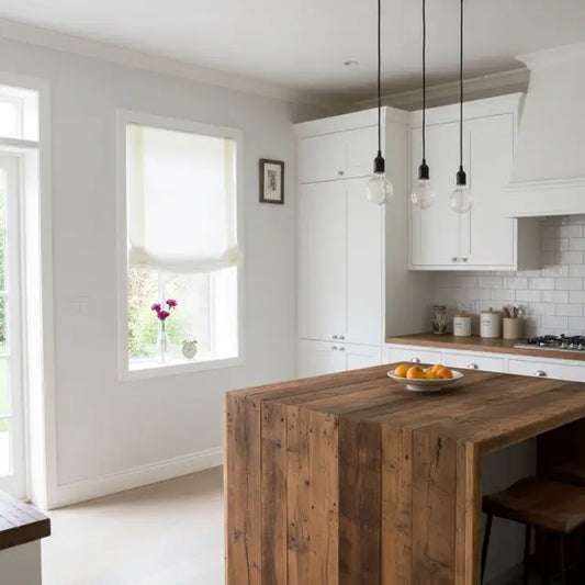White Linen Relaxed Roman Shades with Cream Trim | CL1010