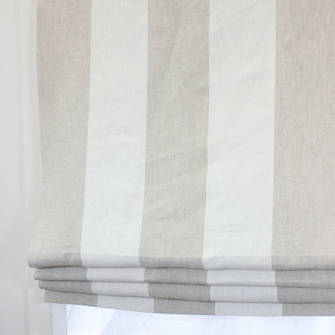 Natural White 2 Color Combo Linen Relaxed Roman Shade/CL1010