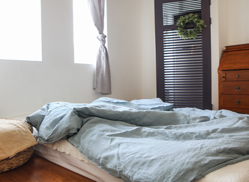 Blue Stonewashed Duvet Cover Set Organic 100% French Linen