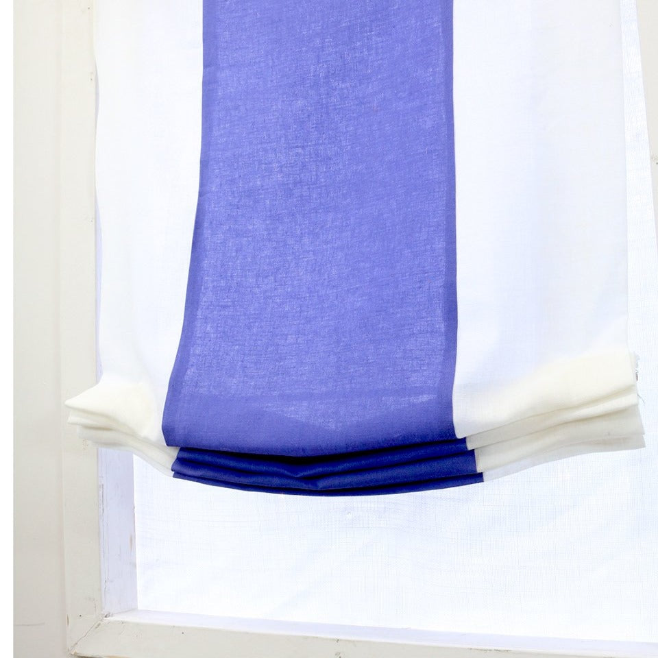 White Blue 2 Color Combo Linen Relaxed Roman Shade/CL1010