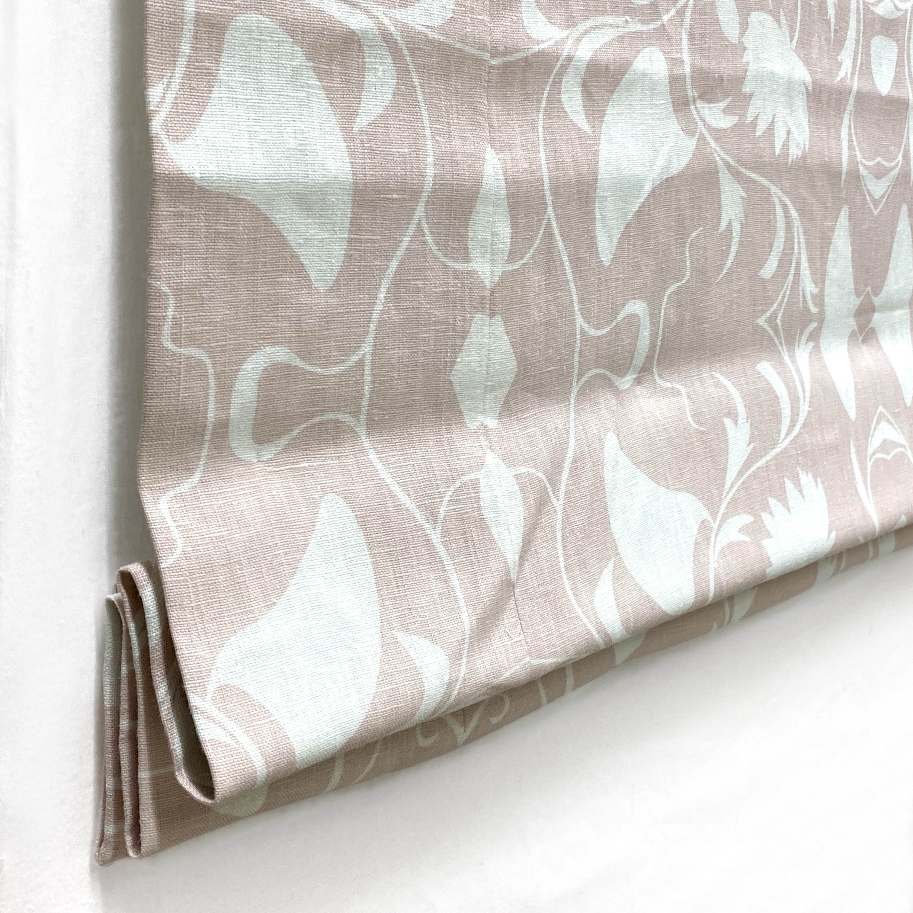 Wood Cut Floral Linen Flat Roman Shade
