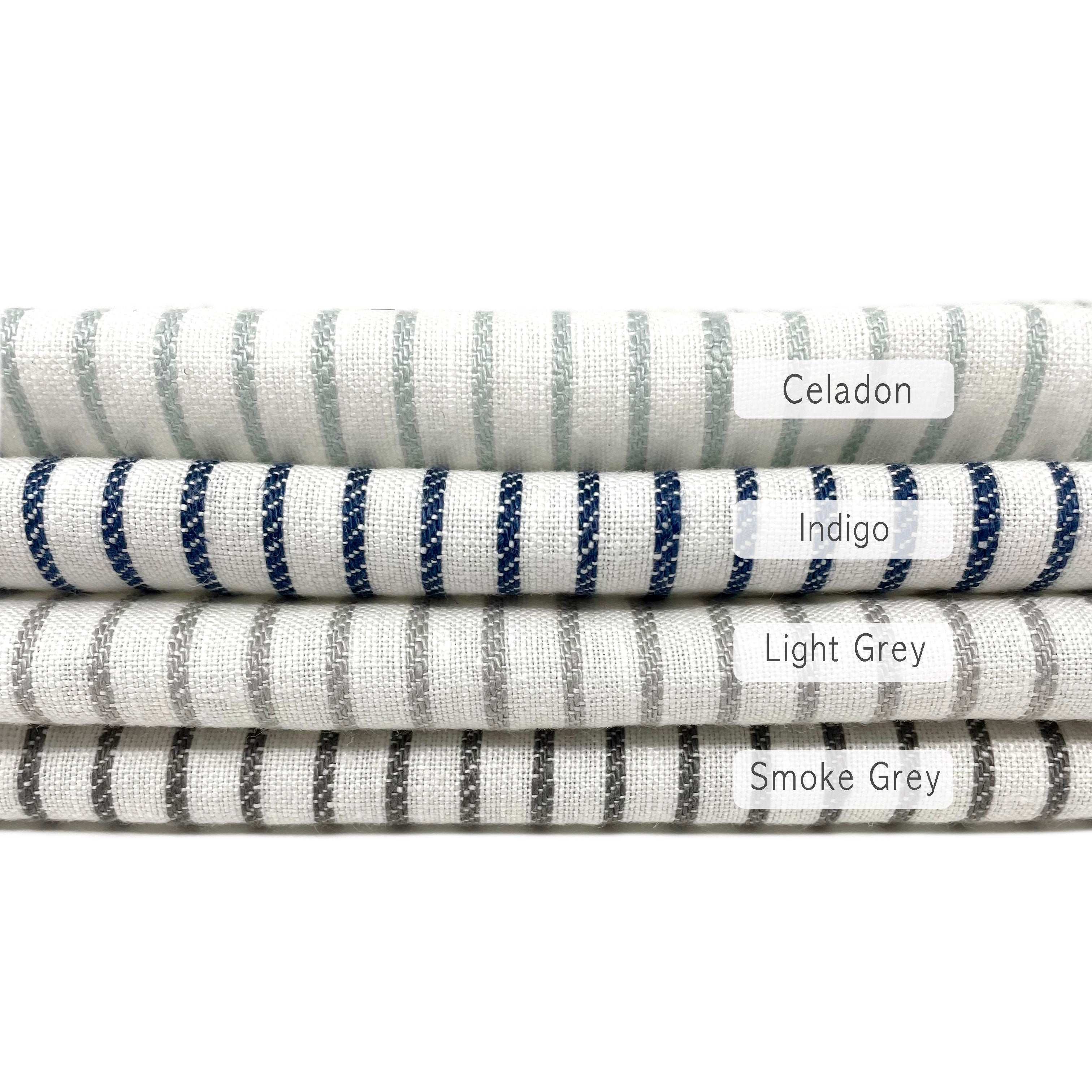 1/2" Narrow Stripe Natural Linen Fabric Custom Flat Roman Shade/CL1002