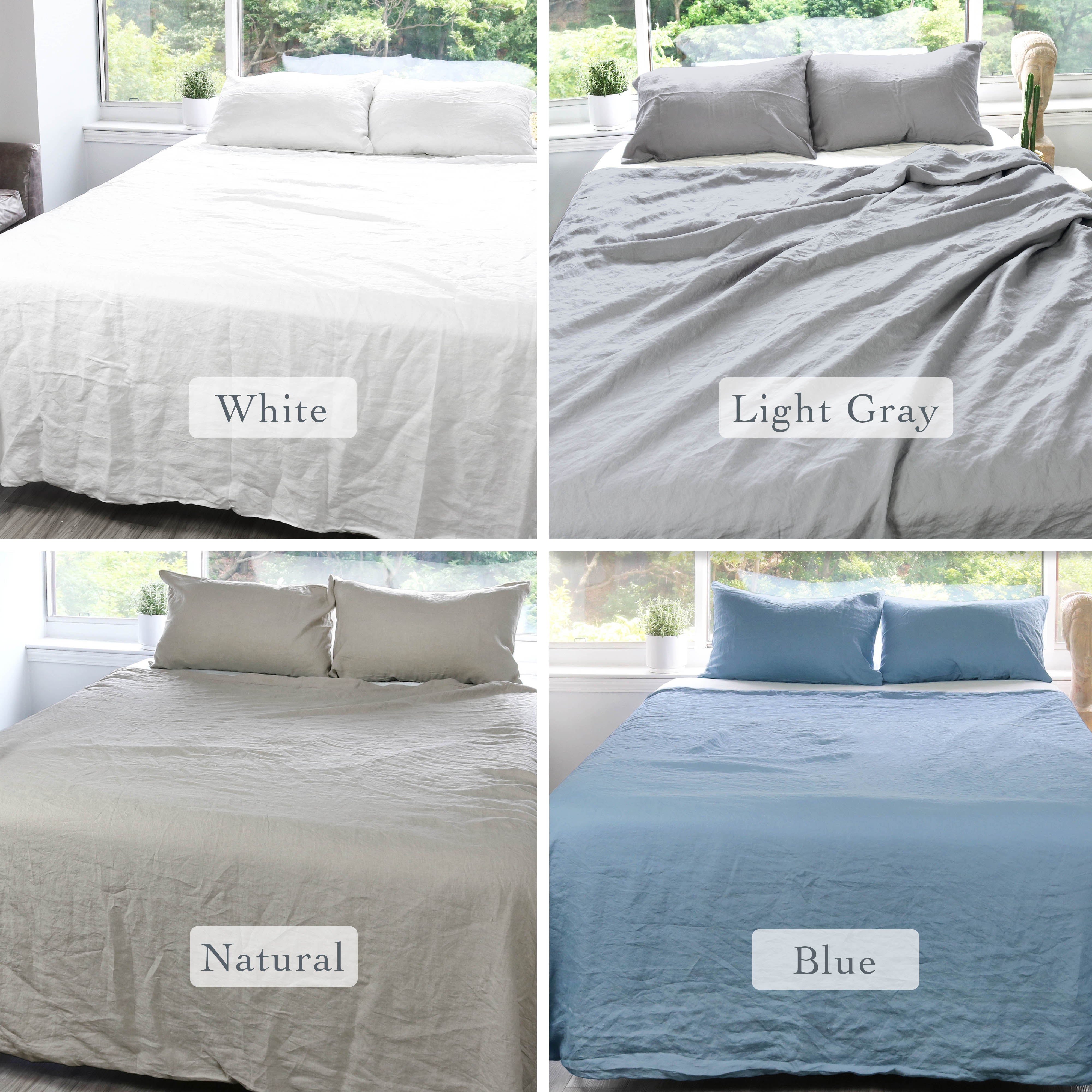 White Stonewashed Duvet Cover Set Organic 100% French Linen