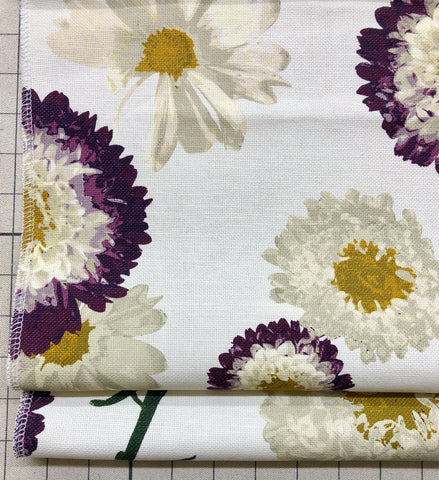 Harmony Floral Ivory Linen Blend Flat Roman Shade/CL1011
